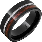 Barrel Aged Black Diamond Ceramic Ring with Cabernet Wood and Deer Antler Inlays